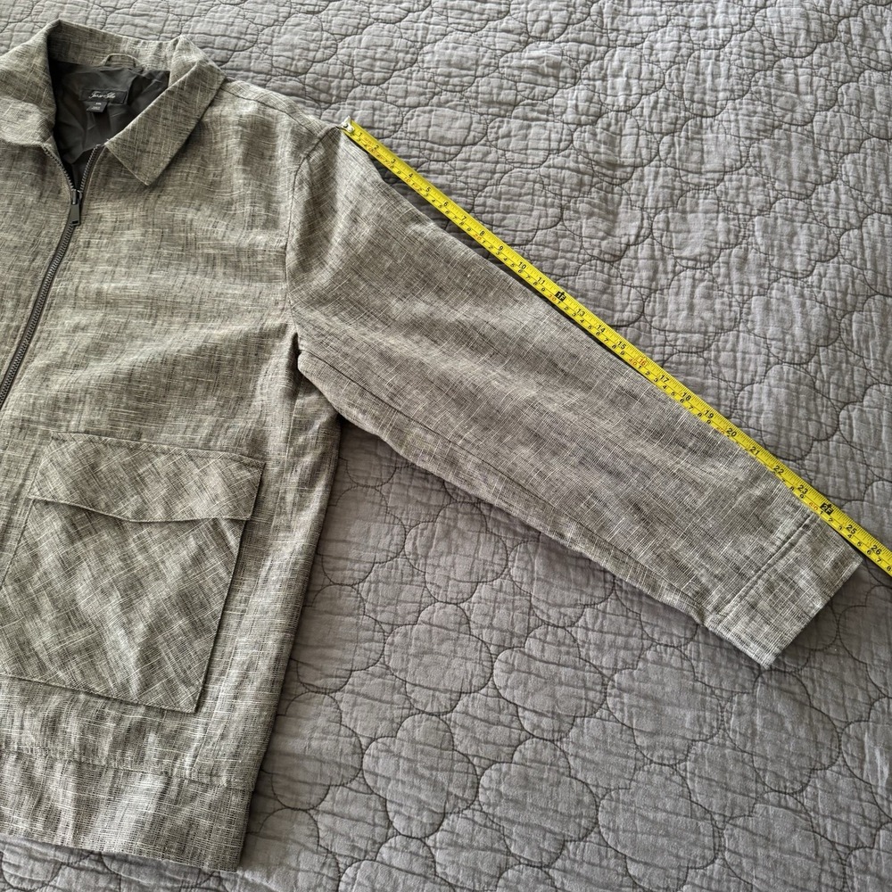 Men's Tasso Elba Brown Linen Cotton Blend Full Zip Size XXL Jacket - Picture 12 of 15